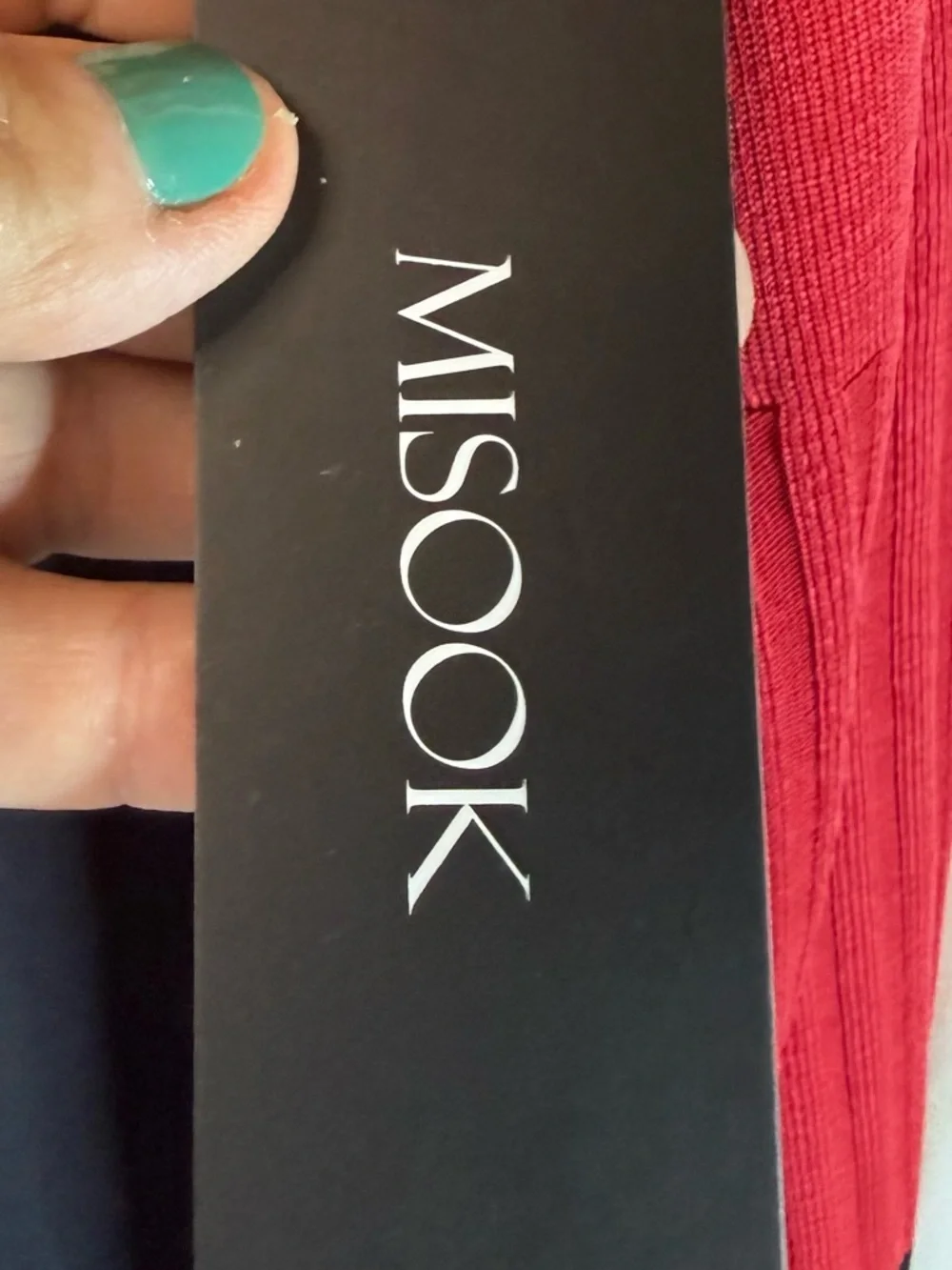 Misook Black Dress Trousers and Matching Red and Black Cardigan